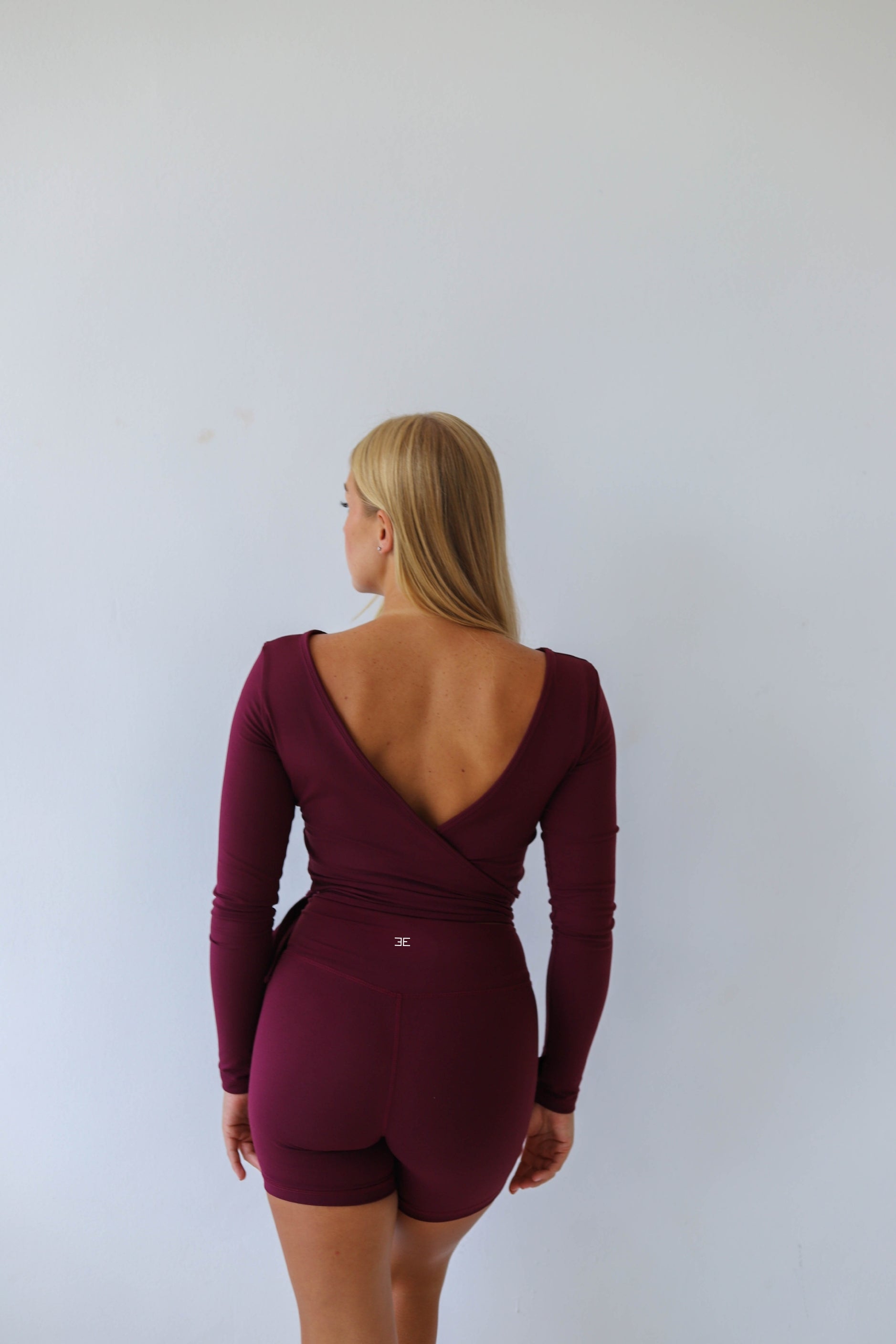 Second Skin Long Sleeve Ballet Pilates Tie Top Dark Burgundy