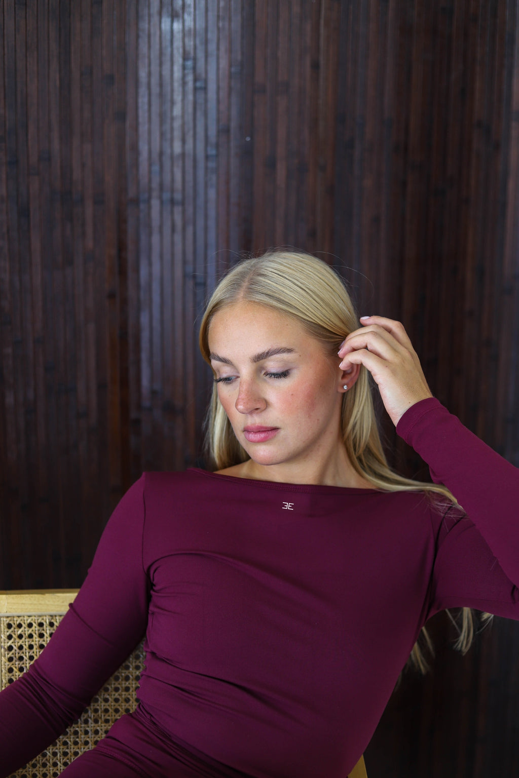 Second Skin Long Sleeve Ballet Pilates Tie Top Dark Burgundy