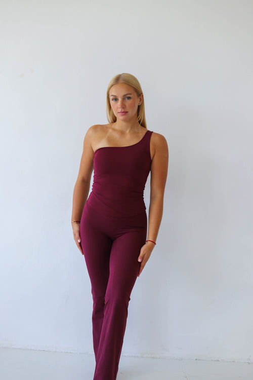 Second Skin Dark Burgundy High Waist Flare Flare Pilates Leggings