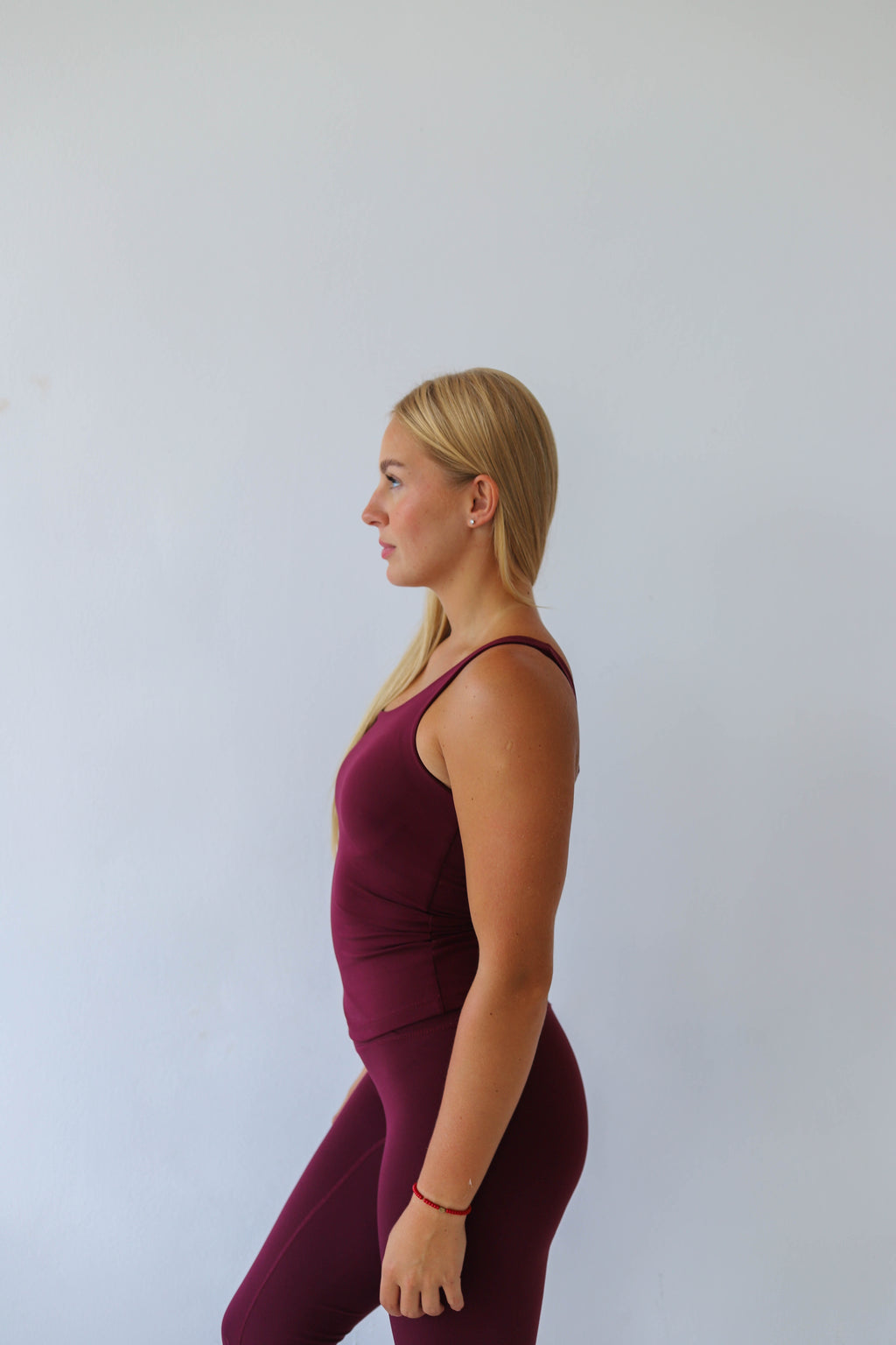 Second Skin One Shoulder Pilates Top Dark Burgundy